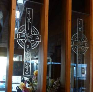 St Peter's Onehunga etched glass panels